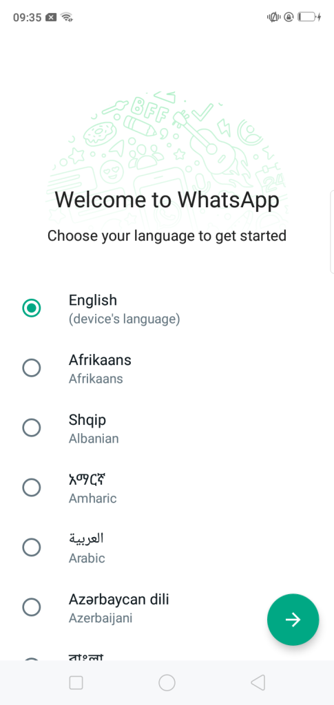 GB WhatsApp Choose language